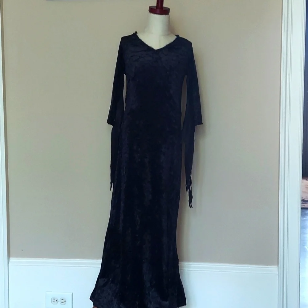 Officially Licensed Addams Family Girl's Morticia Costume + Wig - size